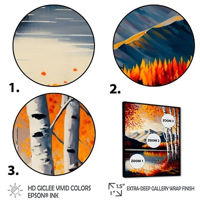 Red And Orange Birch Trees By The Lake V Wall Art