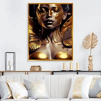 Woman With Black And Gold Butterflies I Wall Art