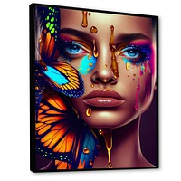 Woman With Colorful Butterfly I Wall Art