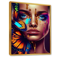 Woman With Colorful Butterfly I Wall Art