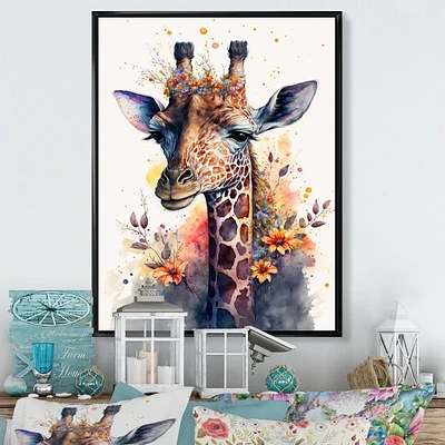 Cute Giraffe Floral Art I Wall