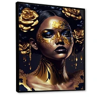 Gold Floral Woman V Wall Art