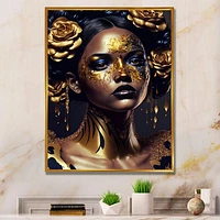 Gold Floral Woman V Wall Art