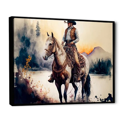 Western Cowboy Riding A Horse Wall Art