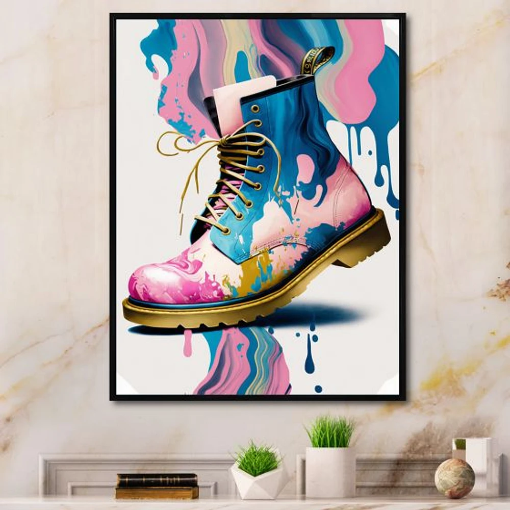 Pink And Art Deco Army Shoes Wall