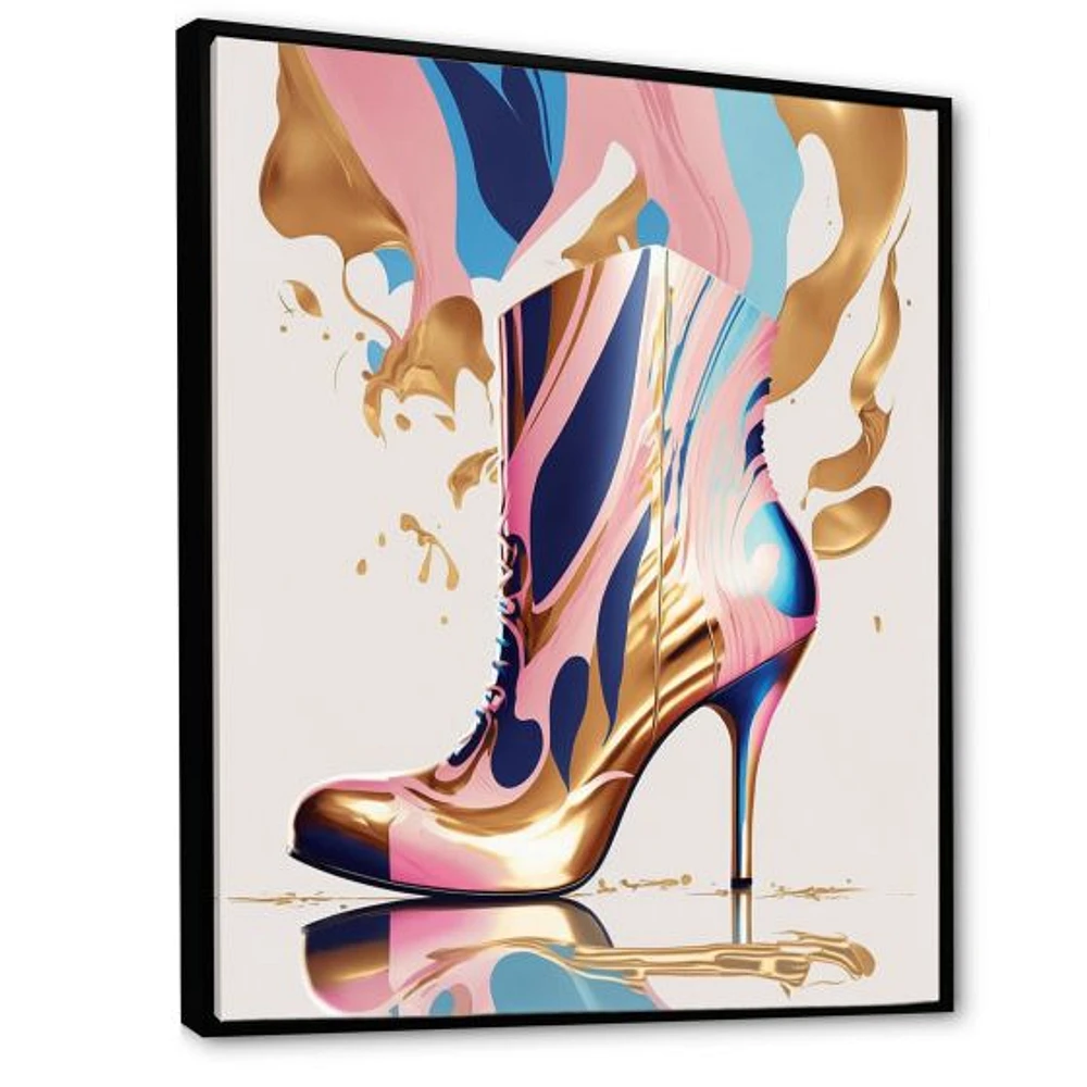 Pink And Blue Art Deco High Heel Boots Wall