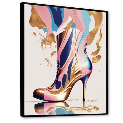 Pink And Blue Art Deco High Heel Boots Wall