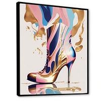 Pink And Blue Art Deco High Heel Boots Wall