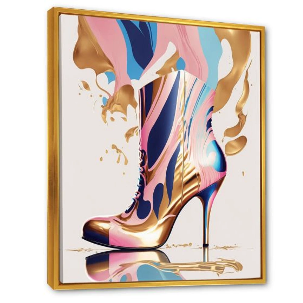 Pink And Blue Art Deco High Heel Boots Wall