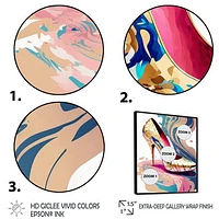 Pink And Blue Art Deco High Heel Shoes IV Wall