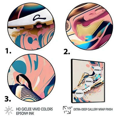 Pink And Blue Art Deco Sport Shoes Wall