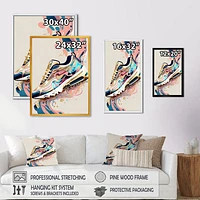 Pink And Blue Art Deco Sport Shoes Wall