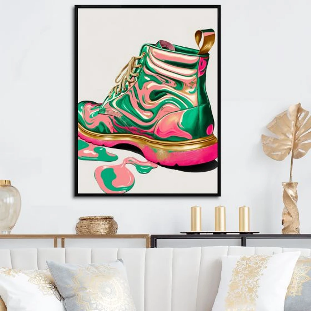 Pink And Green Art Deco Army Shoes Wall