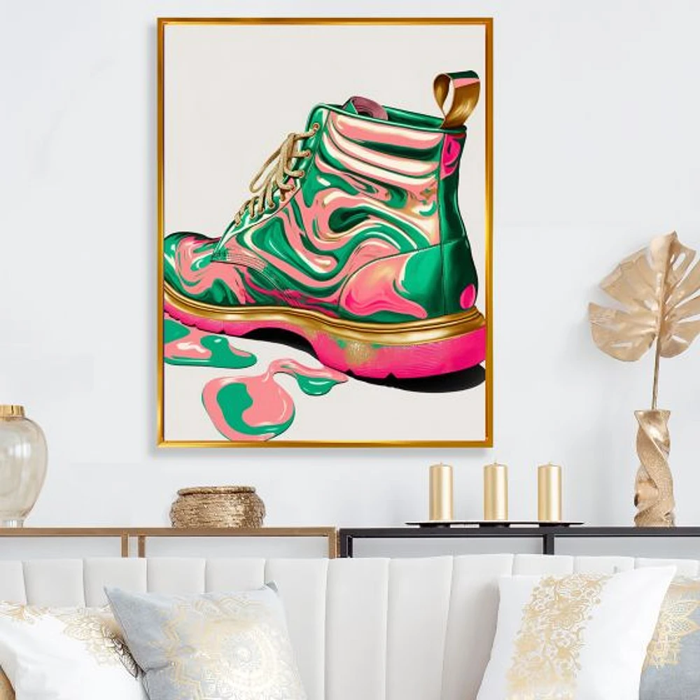 Pink And Green Art Deco Army Shoes Wall