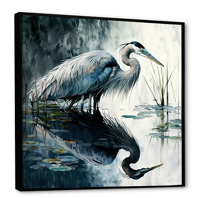 Cute Heron A Lake Floral Art IV Wall