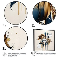 Roses Flow Flower On Golden Beige Paint V Wall Art