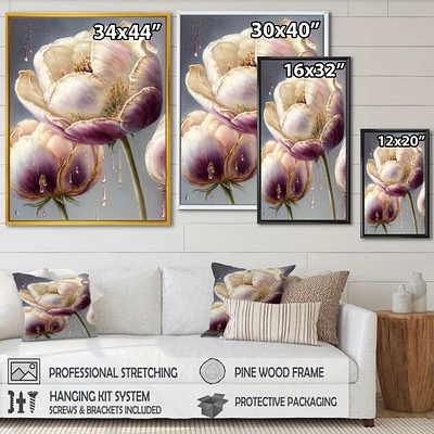 Cream And Purple Tulip Wall Art