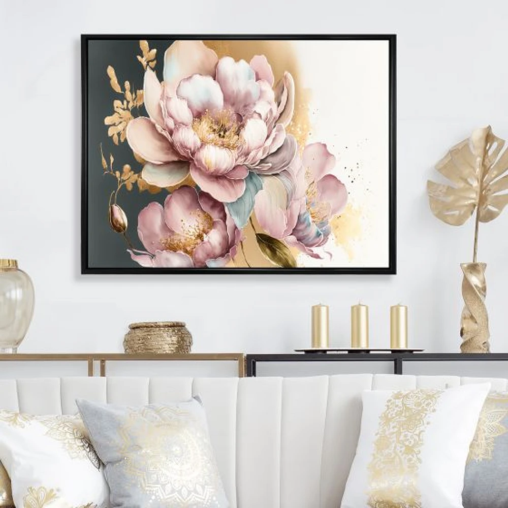 Pink And Gold Orchid Flower Wall Art