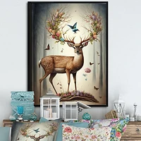 Deer With Blooming Antlers Wall Art