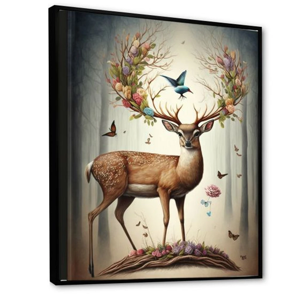 Deer With Blooming Antlers Wall Art