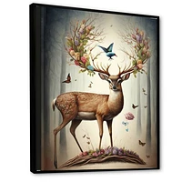 Deer With Blooming Antlers Wall Art