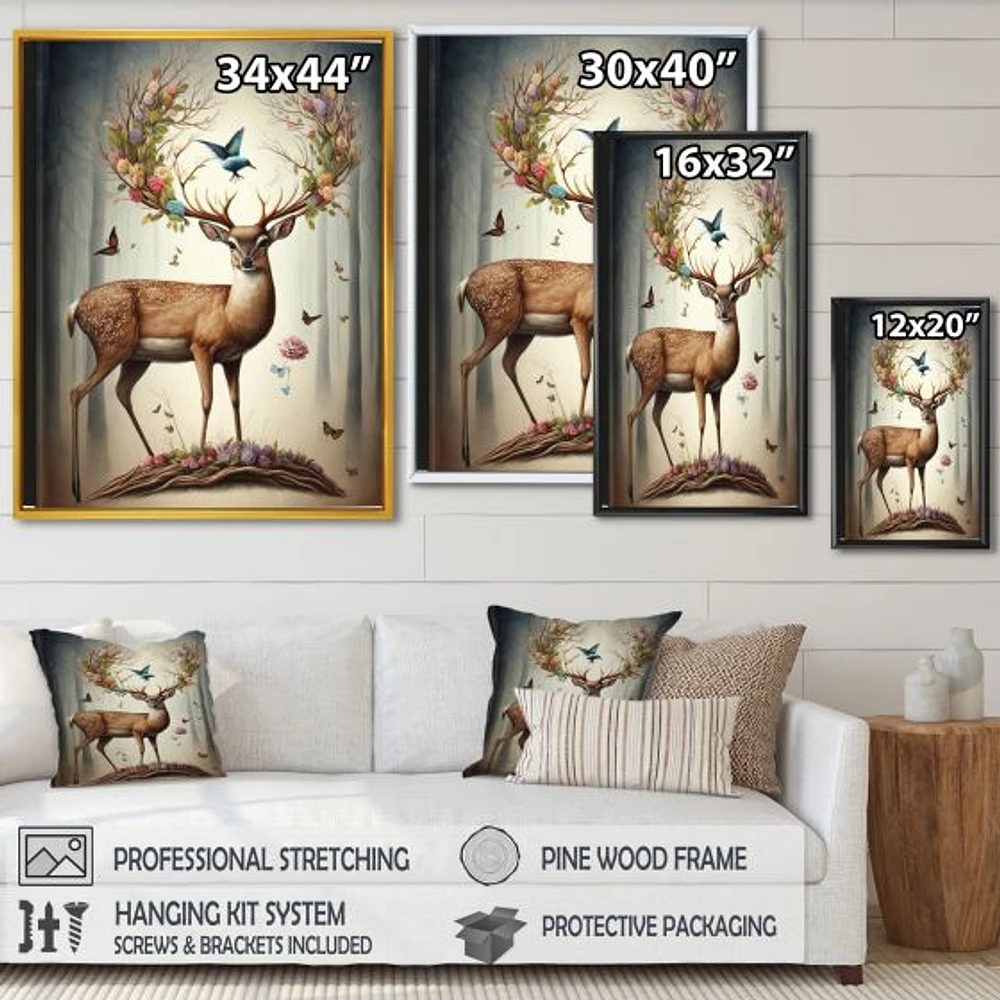 Deer With Blooming Antlers Wall Art