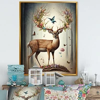 Deer With Blooming Antlers Wall Art