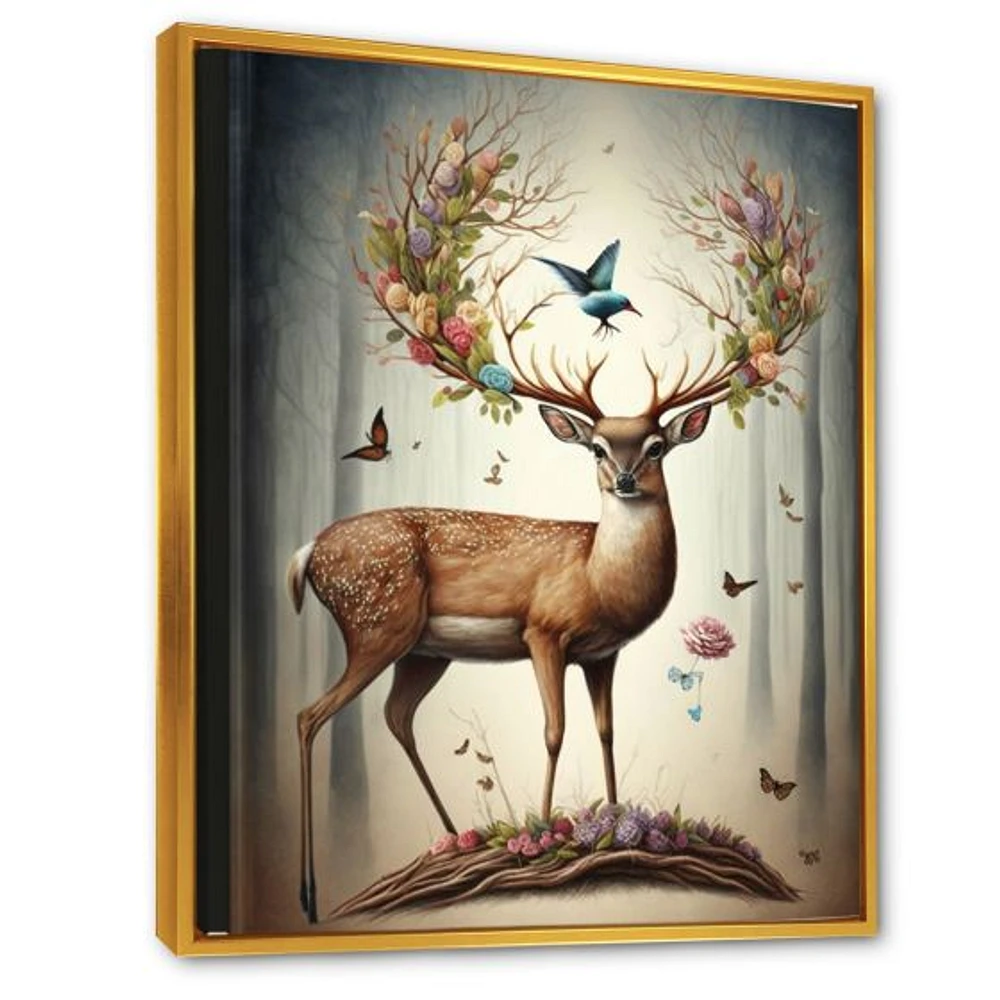 Deer With Blooming Antlers Wall Art