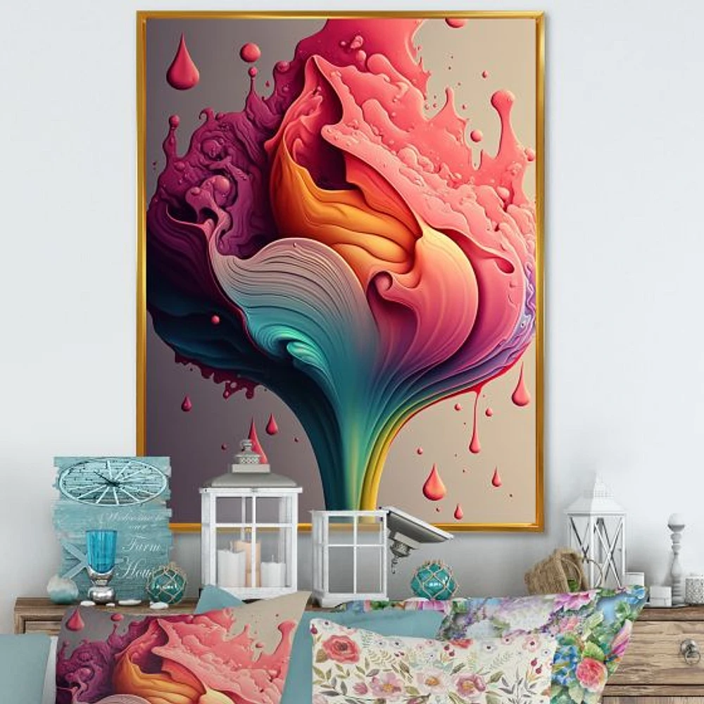 Multicolor Liquid Ink Tulip Flowers I Wall Art