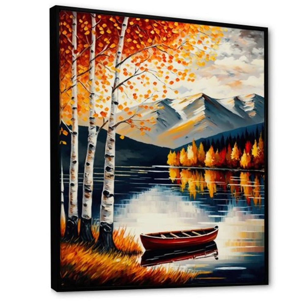 Red And Orange Birch Trees By The Lake VII Wall Art