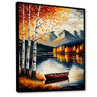 Red And Orange Birch Trees By The Lake VII Wall Art