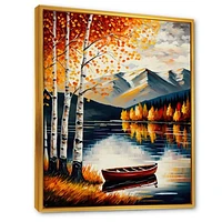 Red And Orange Birch Trees By The Lake VII Wall Art