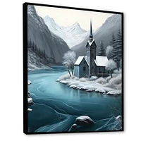 Church On A Lake Winter Wall Art