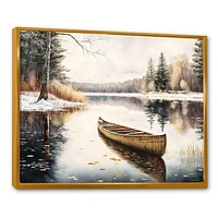 Winter Scene With Canoe Wall Art