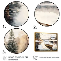 Winter Scene With Canoe Wall Art