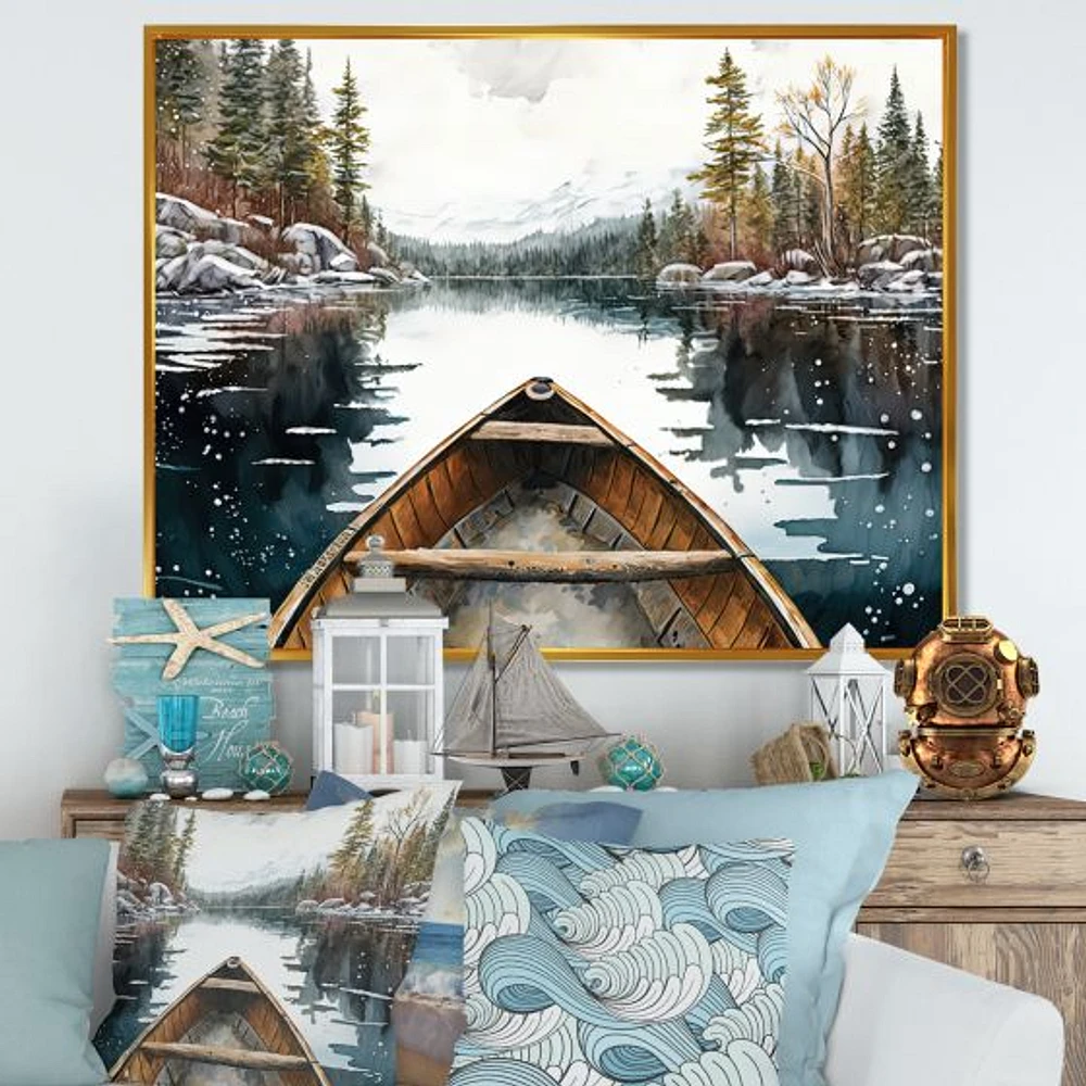 Winter Canoe Scenery I Wall Art