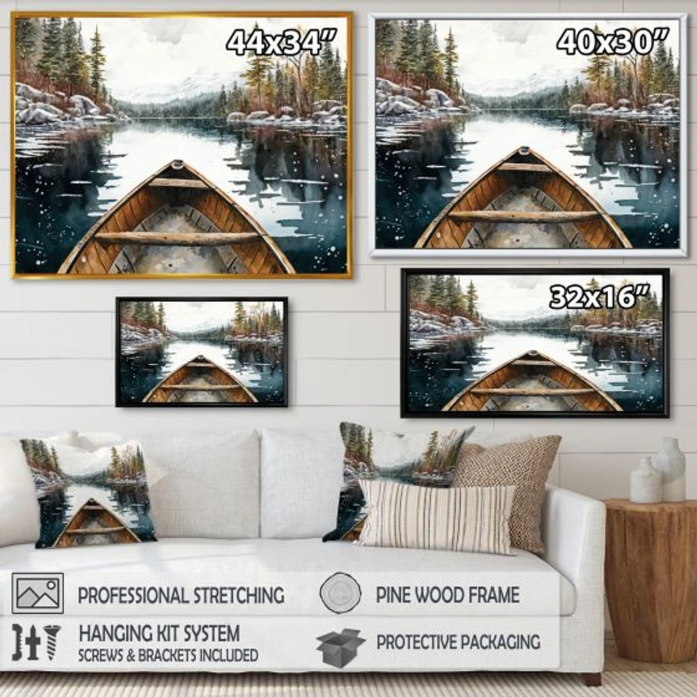 Winter Canoe Scenery I Wall Art