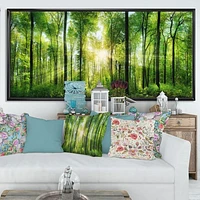 Forest with Rays of Sun Panorama  Wall Art