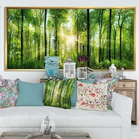 Forest with Rays of Sun Panorama  Wall Art