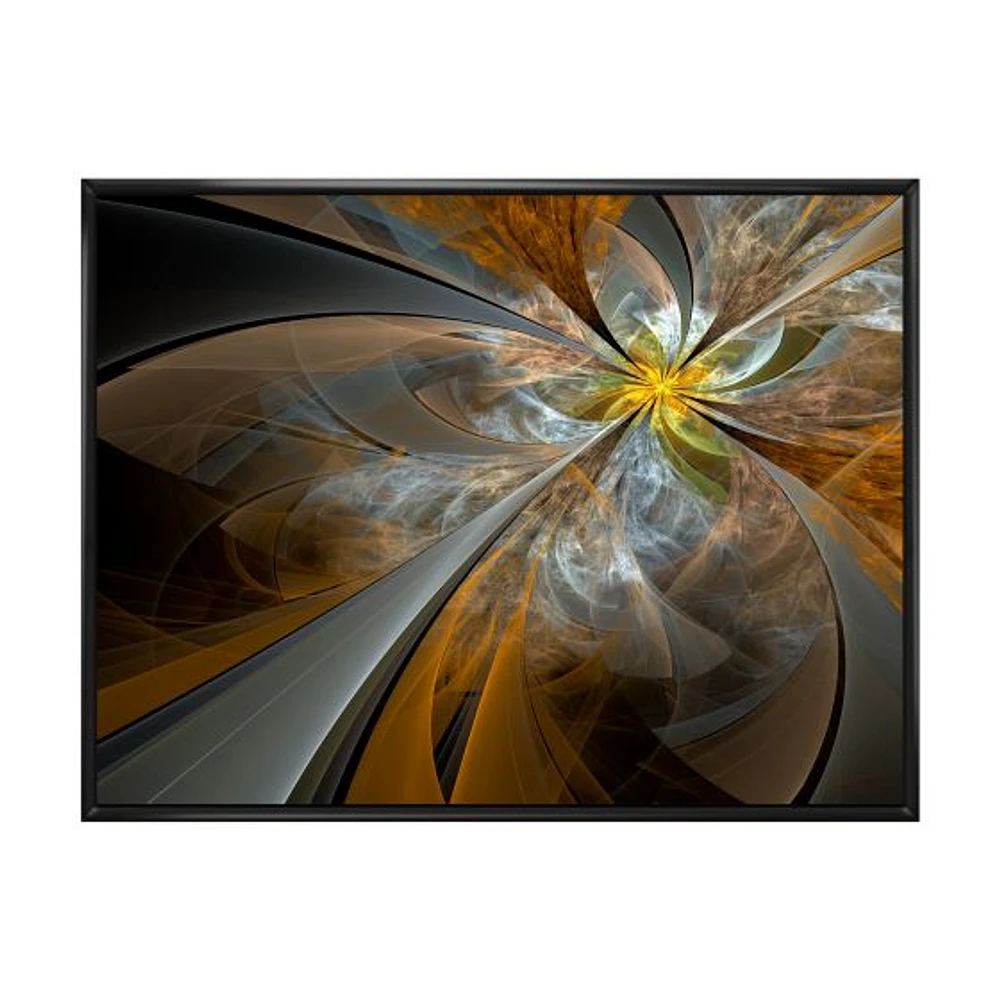 Symmetrical Yellow Fractal Flower Digital Art Canvas Print