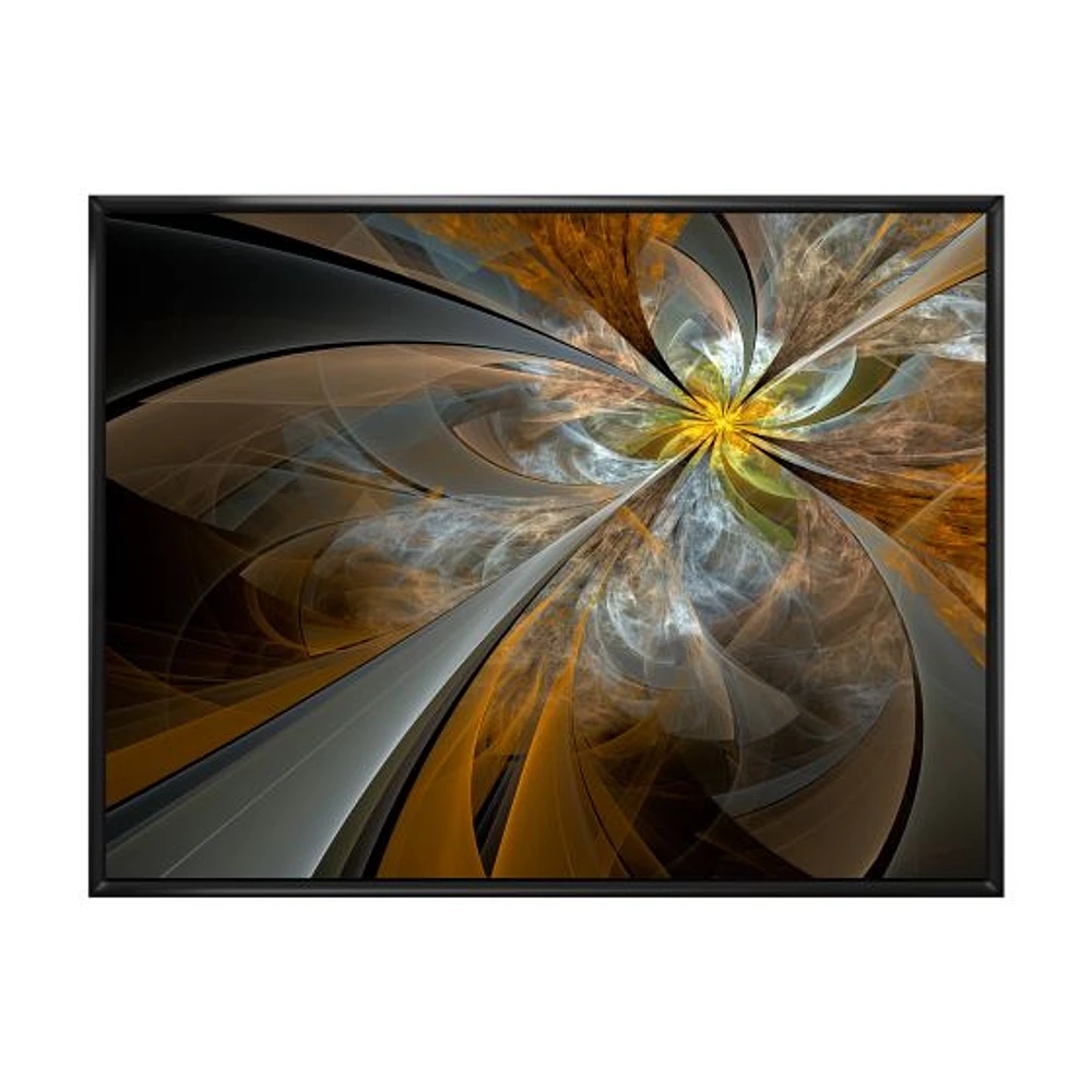 Symmetrical Yellow Fractal Flower Digital Art Canvas Print