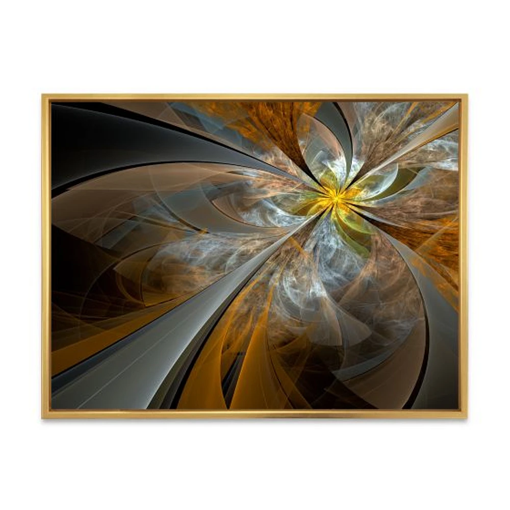 Symmetrical Yellow Fractal Flower Digital Art Canvas Print