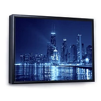 Blue Chicago Skyline Night  Canvas Print