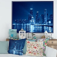 Blue Chicago Skyline Night  Canvas Print