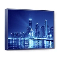 Blue Chicago Skyline Night  Canvas Print