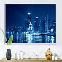 Blue Chicago Skyline Night  Canvas Print