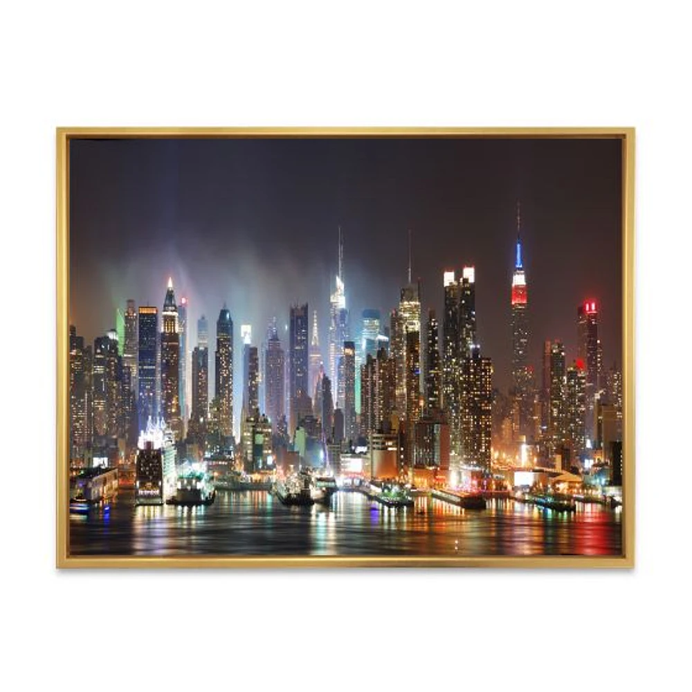 Lit NYC Manhattan Skyline  Canvas Print