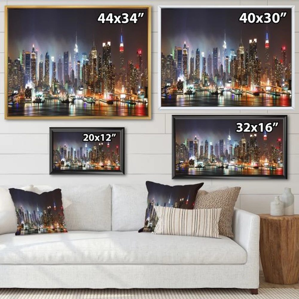 Lit NYC Manhattan Skyline  Canvas Print