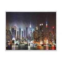 Lit NYC Manhattan Skyline  Canvas Print