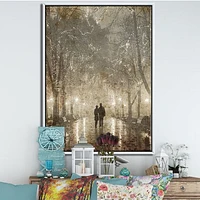 Toile imprimée « Couple Walking Night Lights »